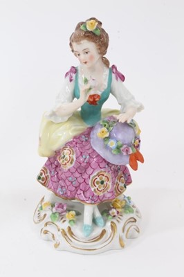 Lot 98 - A Continental porcelain figure of a sportsman, in Derby style, and a figure of a young girl