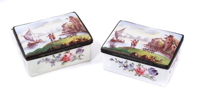 Lot 910 - Pair of 19th century enamel snuff boxes