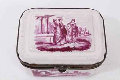 Lot 267 - A faience box, painted in purple