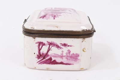 Lot 267 - A faience box, painted in purple