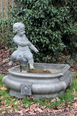 Lot 1359 - 19th century Continental pewter fountain with putto surmount, in the baroque style