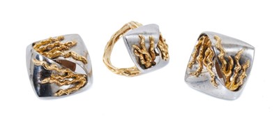 Lot 702 - Pair of Kutchinsky 18ct white and yellow gold earrings and matching ring