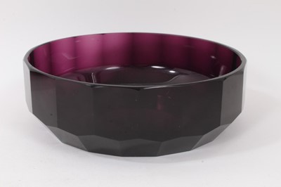 Lot 16 - A Moser type facetted amethyst tinted glass bowl, and a 19th century amethyst tinted glass bowl