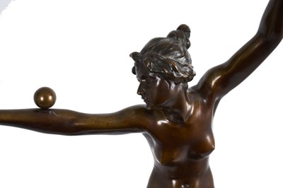Lot 801 - Gotthilf Jaeger (1871-1933): Bronze sculpture of a sinuous female dancing female