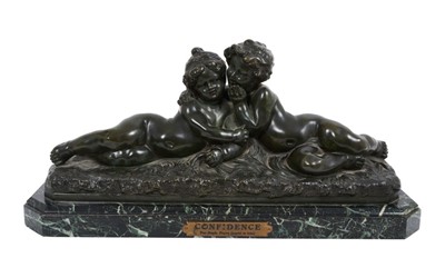 Lot 807 - Raphael Charles Peyre (1872-1949): Bronze sculpture 'Confidence'