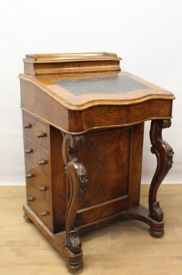 Lot 1376 - Victorian burr walnut davenport