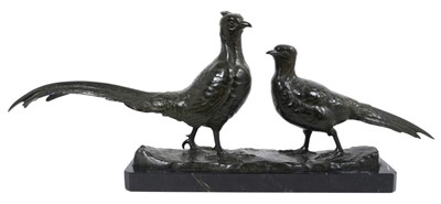 Lot 802 - Else Furst (1873-1943): Bronze sculpture of two pheasants