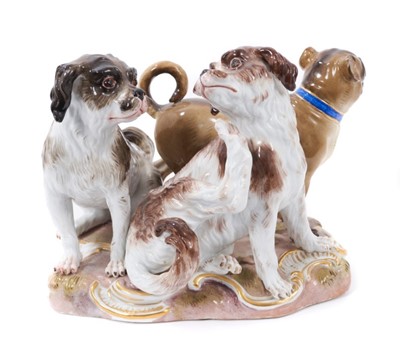 Lot 136 - Meissen porcelain group of dogs