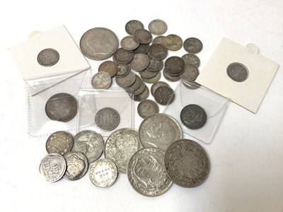 Lot 402 - G.B. - Mixed silver coins to include James II Four Pence 1686 VG, George III Sixpence 1816 GVF - AEF, Victoria OH Shilling 1897 GVF, Edward VII Half Crown 1907 GF-AVF, silver Three Pences x 32 (N.B...