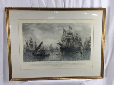 Lot 207 - David Law hand-tinted etching - The Spanish Armada, 72cm x 48cm