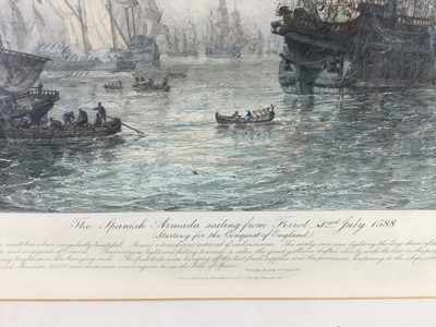 Lot 207 - David Law hand-tinted etching - The Spanish Armada, 72cm x 48cm