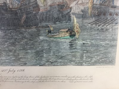 Lot 207 - David Law hand-tinted etching - The Spanish Armada, 72cm x 48cm