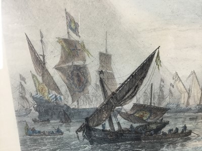 Lot 207 - David Law hand-tinted etching - The Spanish Armada, 72cm x 48cm