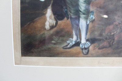 Lot 386 - Francis S Walker mezzotint after Gainsborough, ‘The Blue Boy’, together with a folio of three similar early 20th century prints