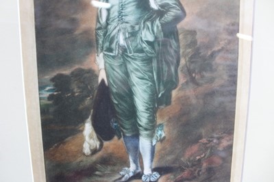 Lot 386 - Francis S Walker mezzotint after Gainsborough, ‘The Blue Boy’, together with a folio of three similar early 20th century prints