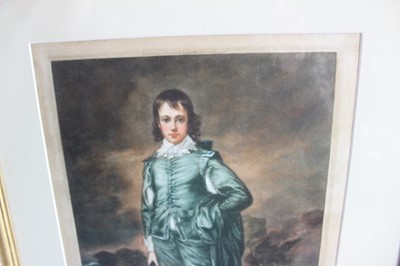 Lot 386 - Francis S Walker mezzotint after Gainsborough, ‘The Blue Boy’, together with a folio of three similar early 20th century prints