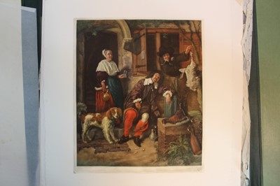 Lot 386 - Francis S Walker mezzotint after Gainsborough, ‘The Blue Boy’, together with a folio of three similar early 20th century prints