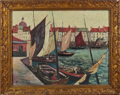 Lot 1136 - *Élisée Maclet (1881-1962) oil on canvas in gilt frame - boats in harbour, 49cm x 64cm