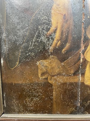 Lot 1138 - Antique Continental oil on oak panel, The deposition of Christ with Mary Magdalene and the Virgin Mary. 86 x 67cm