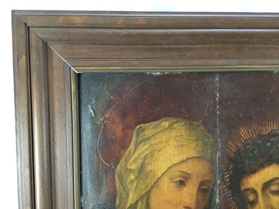 Lot 1138 - Antique Continental oil on oak panel, The deposition of Christ with Mary Magdalene and the Virgin Mary. 86 x 67cm