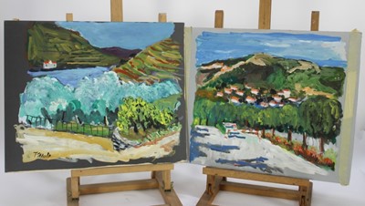 Lot 218 - *John Hanbury Pawle (1915-2010) four watercolour and gouache works- Mediterranean landscapes, unframed