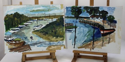 Lot 1017 - *John Hanbury Pawle (1915-2010) four watercolour and gouache works- Harbour scenes, unframed