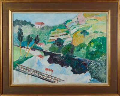 Lot 1019 - *John Hanbury Pawle (1915-2010) oil on board- Mediterranean hillside view, signed and framed, 56cm x 74.5cm