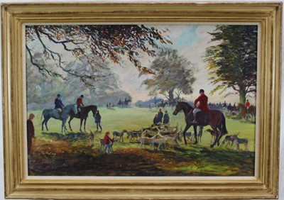 Lot 1029 - Charlotte 'Busky' Laurie, acrylic on board - The Opening Meet, framed