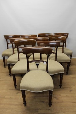 Lot 1397 - Matched set of ten 19th century mahogany bar back dining chairs