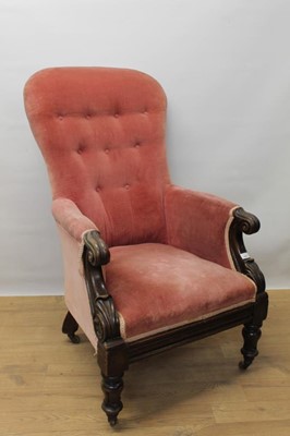 Lot 1403 - William IV button back mahogany armchair