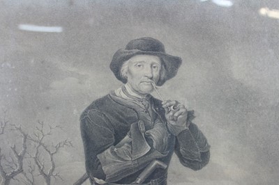 Lot 154 - 19th century black and white mezzotint - The Woodman, in verre eglomise mount and gilt frame, 70cm x 55cm overall