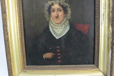 Lot 158 - English  School, mid 19th century, oil on canvas - portrait of a lady, 29cm x 24cm, in gilt frame