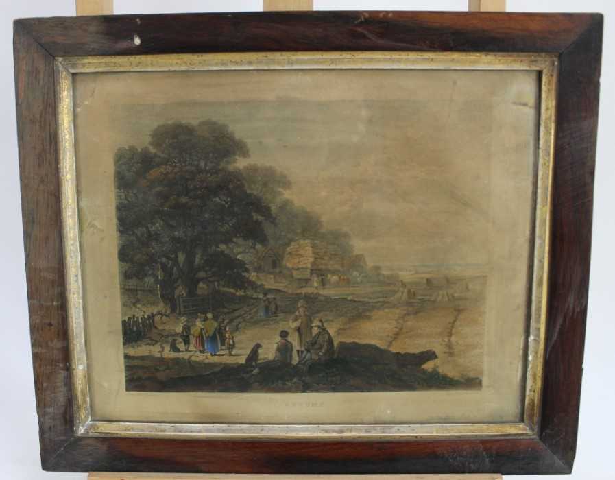 Lot 317 - After J. Dearman, set of four hand coloured engravings - Four Seasons, in period rosewood frames, 32cm x 39cm