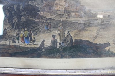 Lot 317 - After J. Dearman, set of four hand coloured engravings - Four Seasons, in period rosewood frames, 32cm x 39cm