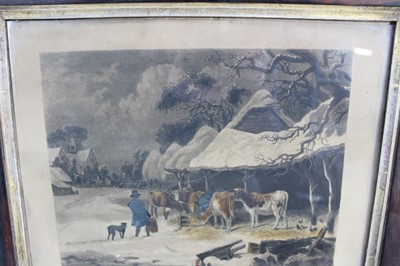 Lot 317 - After J. Dearman, set of four hand coloured engravings - Four Seasons, in period rosewood frames, 32cm x 39cm