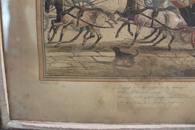 Lot 152 - Set of four Henry Alken hand coloured engravings - coaching scenes, 'The Road', in oak frames, 33cm x 43cm overall
