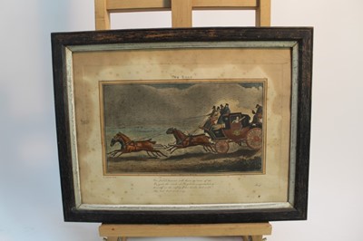 Lot 152 - Set of four Henry Alken hand coloured engravings - coaching scenes, 'The Road', in oak frames, 33cm x 43cm overall