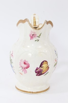 Lot 245 - Good 19th century floral decorated jug, possibly Welsh, 20.5cm high