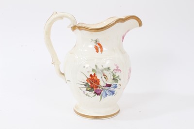 Lot 245 - Good 19th century floral decorated jug, possibly Welsh, 20.5cm high