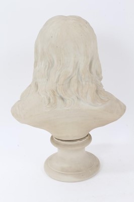 Lot 250 - A Victorian Copeland Parianware bust of Milton, on socle base, impressed marks to back, 35cm high