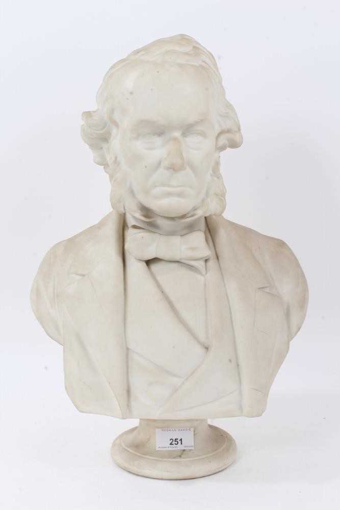 Lot 251 - A Victorian Parianware bust of Richard Cobden by E.W. Wyon, dated 1865, impressed marks to reverse, 42.5cm high