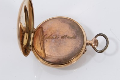 Lot 731 - Early 20th century Swiss 9ct gold fob watch with circular white enamel dial in 9ct gold case with applied wristwatch conversion