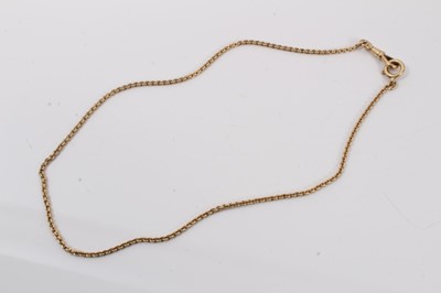 Lot 660 - Antique continental 14ct gold belcher link chain with bolt ring and swivel hook clasp, 39.5cm.