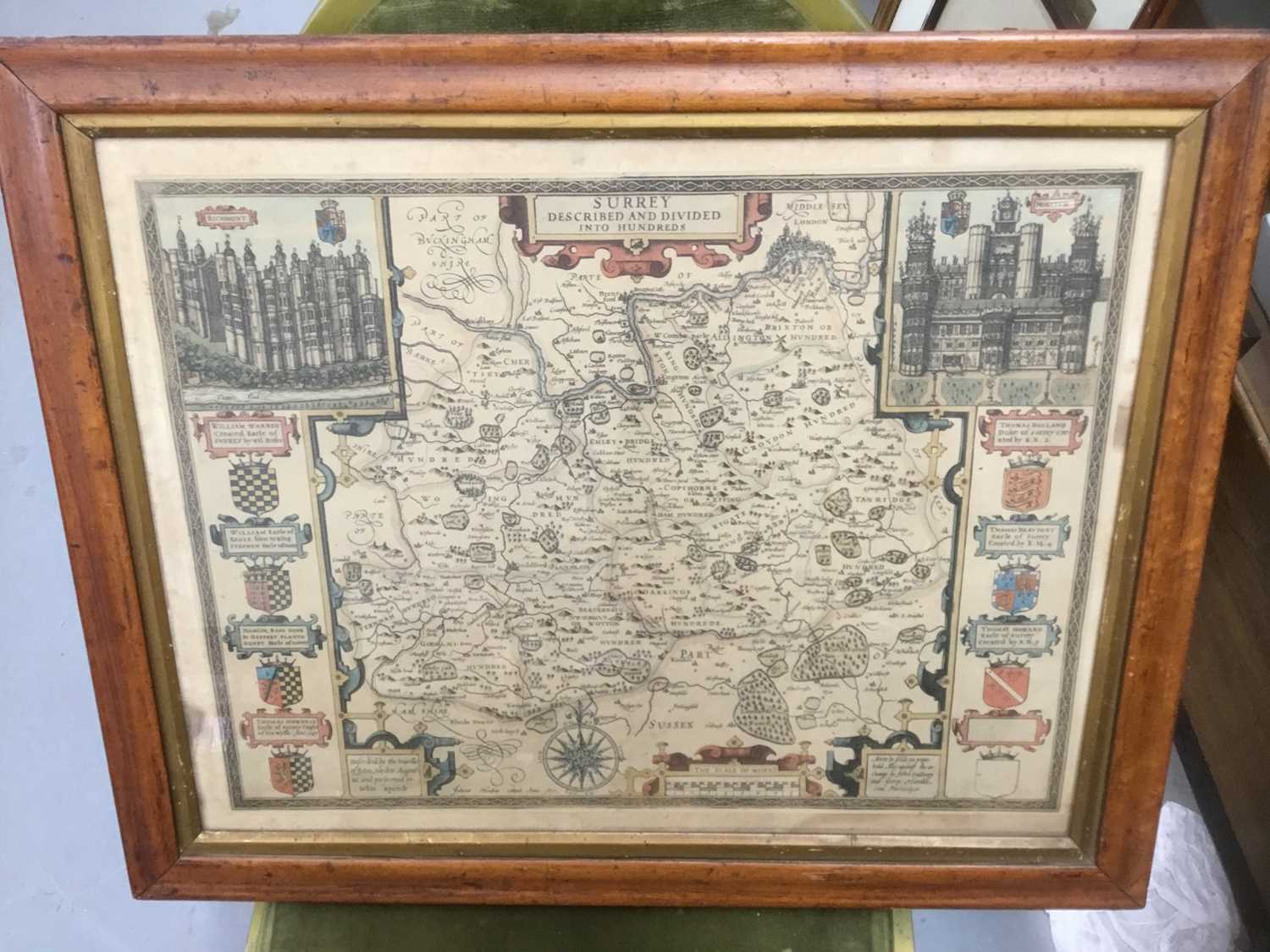 Lot 611 - 17th century style Speede map of Surrey, in