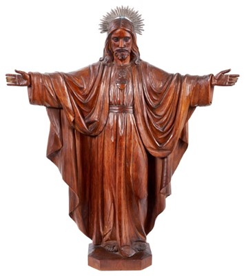 Lot 900 - 19th century carved wooden figure of Christ the Redeemer