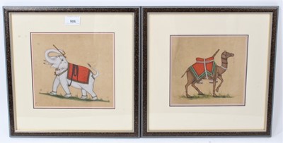 Lot 906 - Pair of Indian School gouache depictions of an elephant and a camel