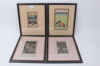 Lot 97 - Group of four Indo-Persian hand painted manuscript leaves
