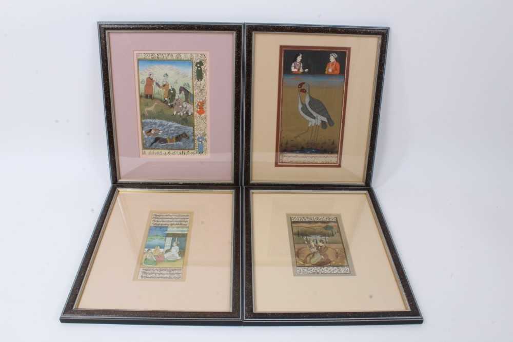 Lot 51 - Group of four Indo-Persian hand painted manuscript leaves