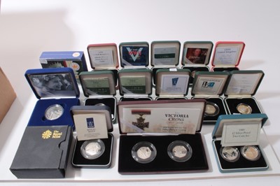 Lot 420 - G.B. - Royal Mint mixed Silver Proof Coins to include Five Pounds 2002, 2006, Two Pounds 1989 (N.B. Two coin set), 1998, Marconi 2001, Steam Locomotive 2004, World War II Anniversary 2005, Brunel 2...