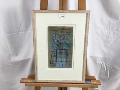 Lot 1132 - *Roy Turner Durrant (1925- 1998) mixed media composition, signed and dated '54, in glazed frame. 27cm x 16cm